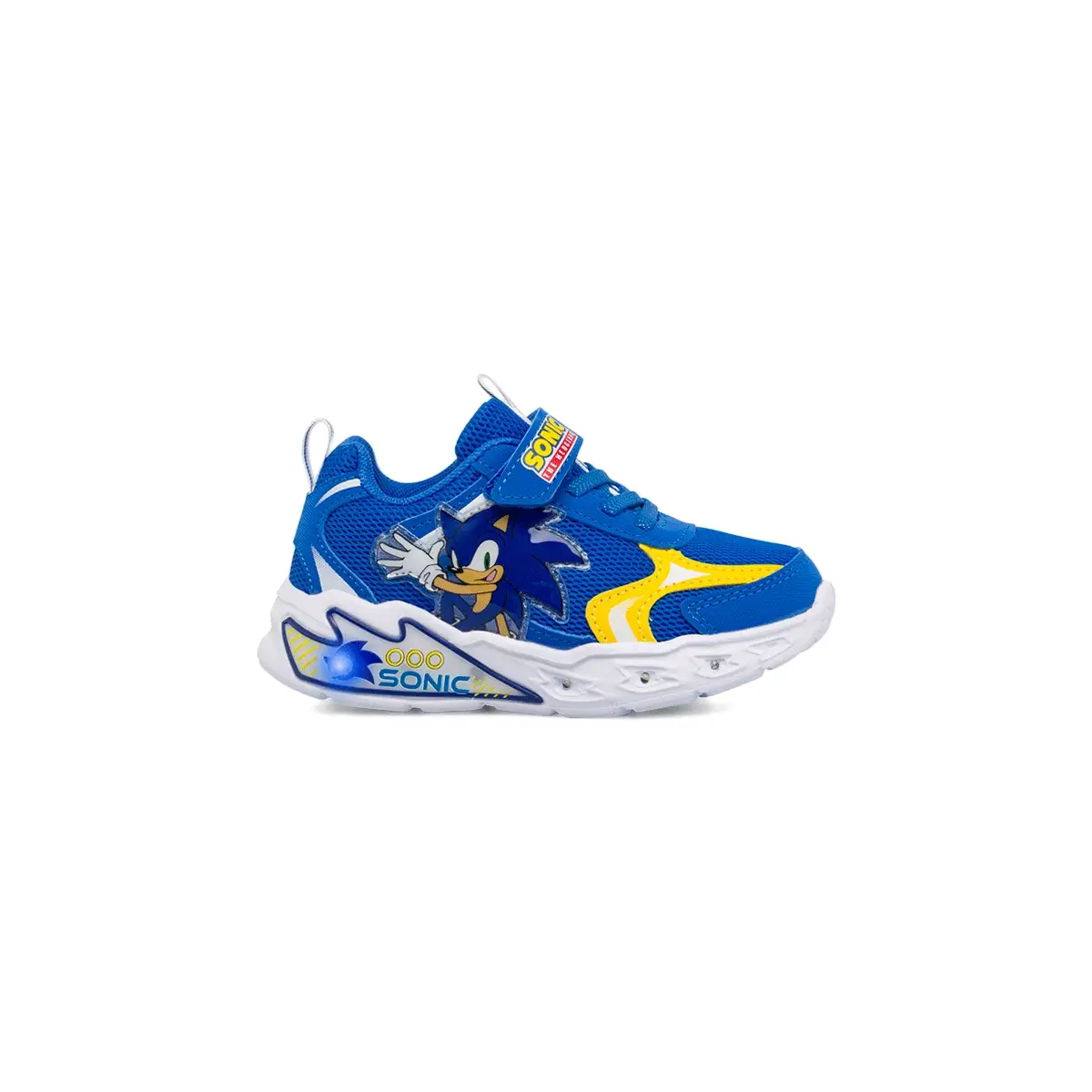 Sneakers blu da Bambino con luci e pratica chiusura a strappo Sonic