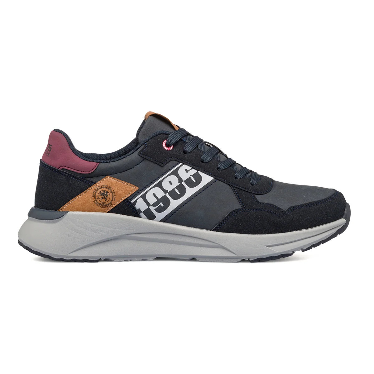 Sneakers blu da uomo con dettagli bianchi, rossi e marroni Gate 76
