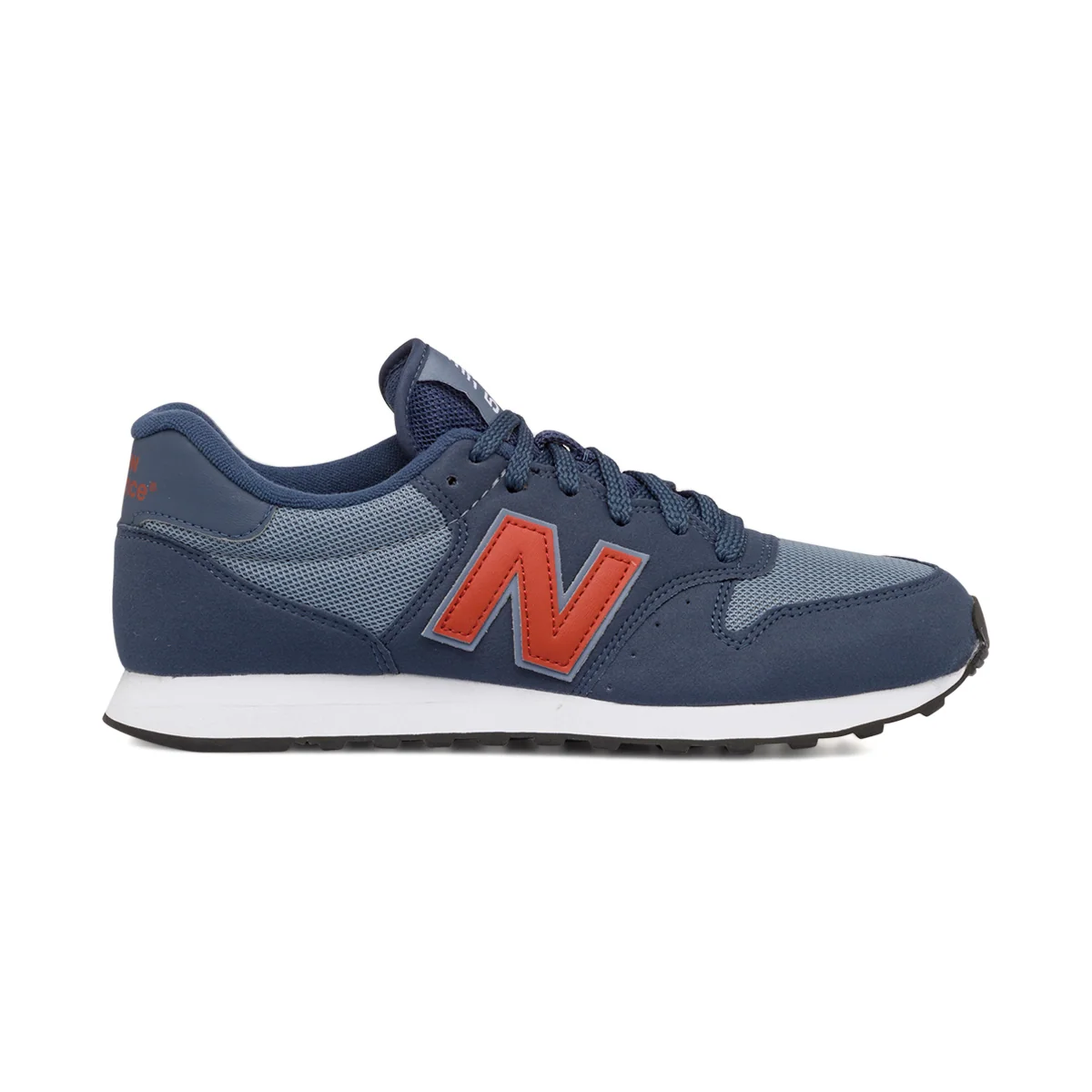 Sneakers blu da uomo in mesh traspirante con dettagli arancioni New Balance 500