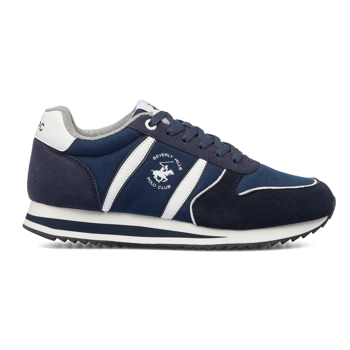 Sneakers blu in tessuto con logo laterale Beverly Hills Polo Club