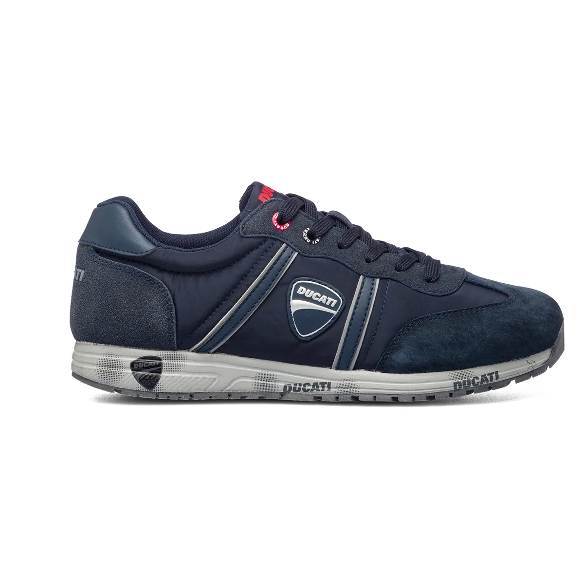 Sneakers blu navy in pelle scamosciata con logo laterale Ducati