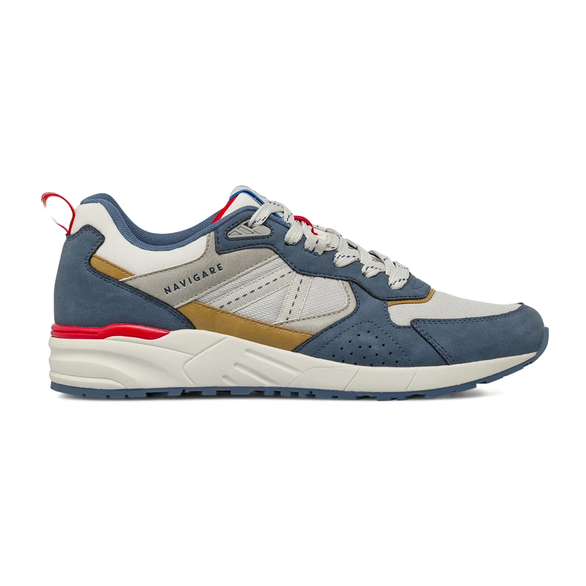 Sneakers blu Uomo con dettagli rossi e inserti in tessuto Navigare