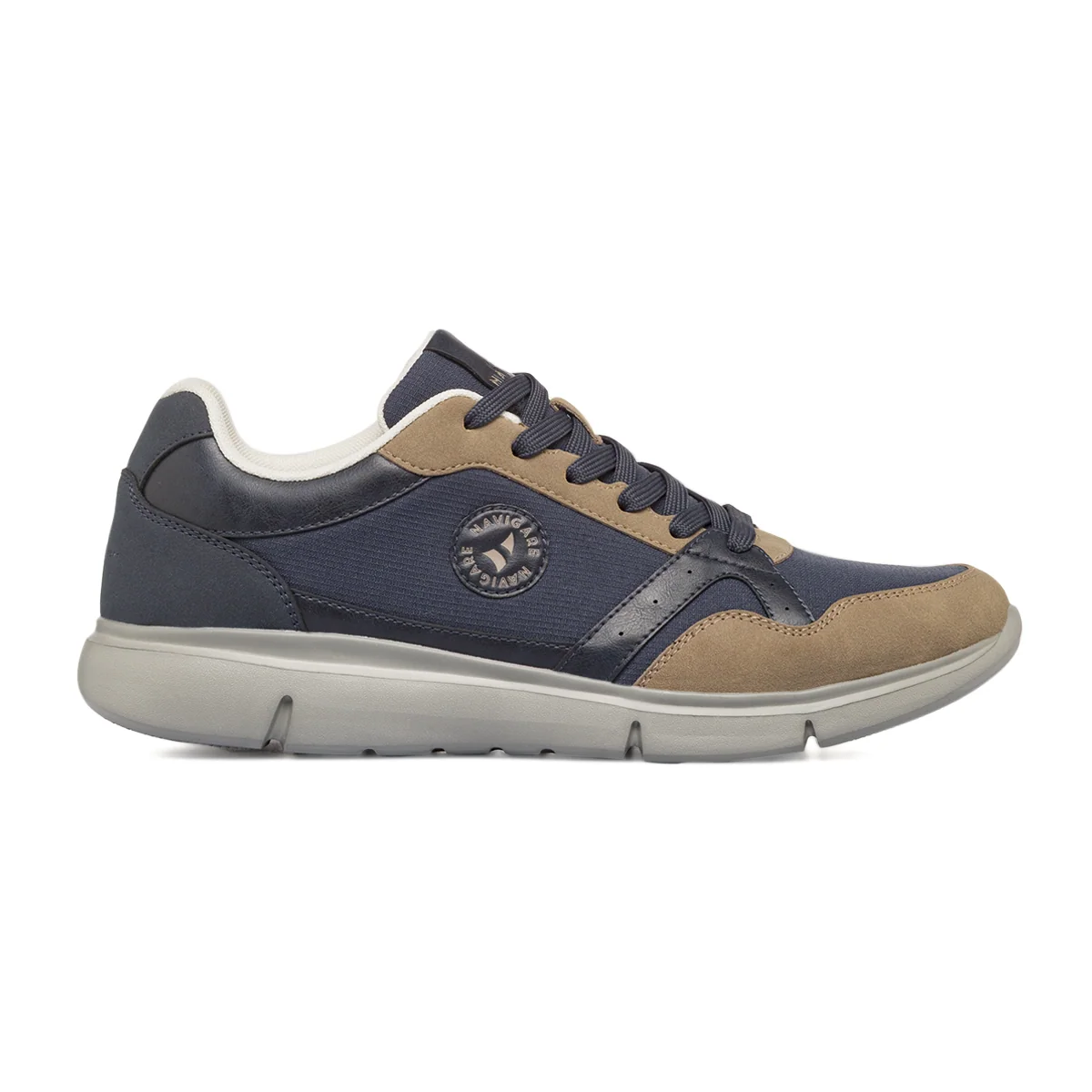 Sneakers casual blu e beige Uomo con inserti effetto camoscio Navigare