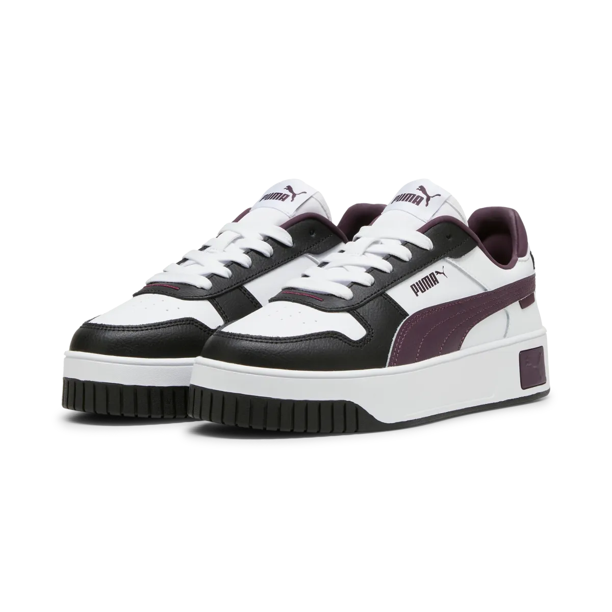 Sneakers casual da donna nere bianche e viola con logo Puma Carina Street