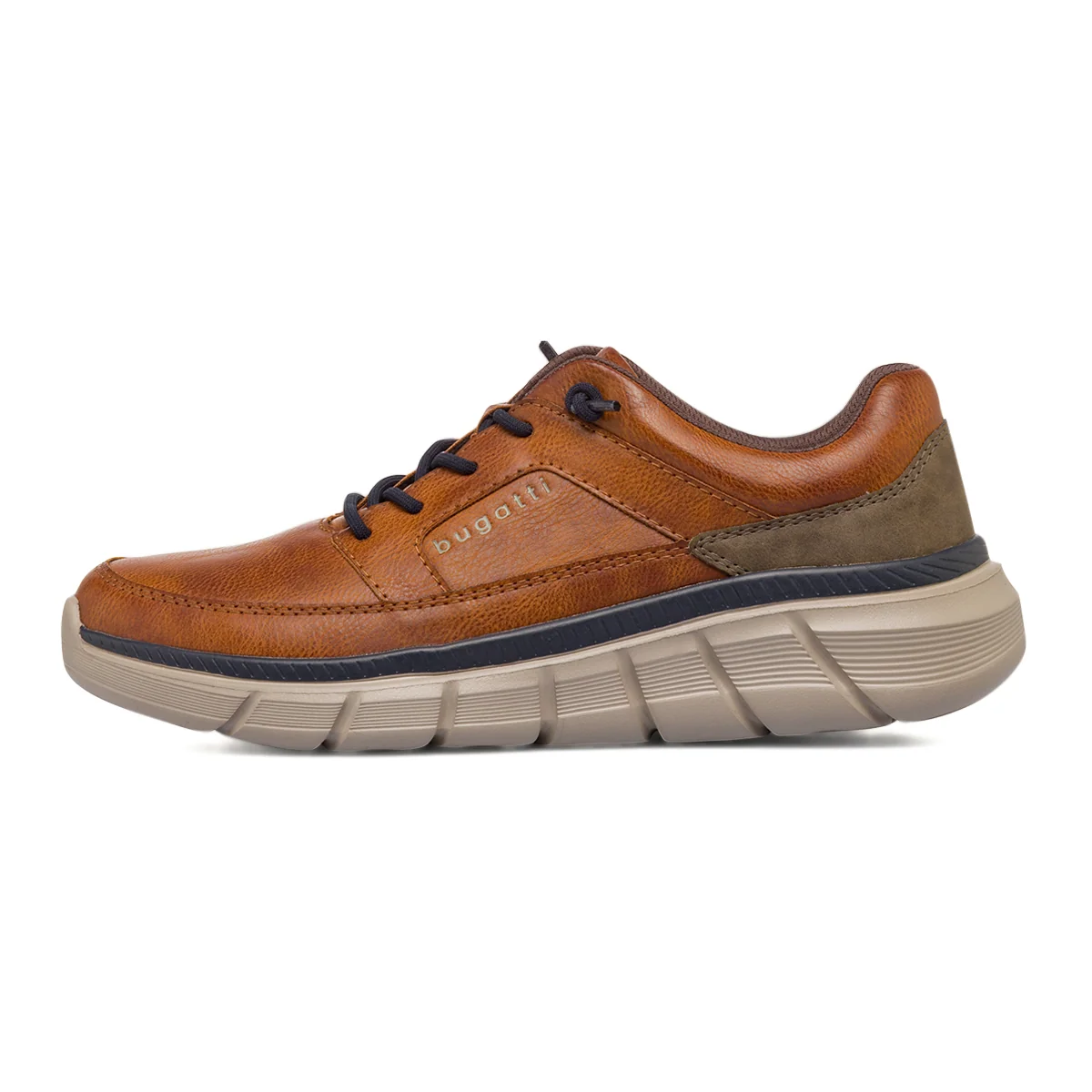 Sneakers casual marroni da Uomo con suola alta in gomma Bugatti