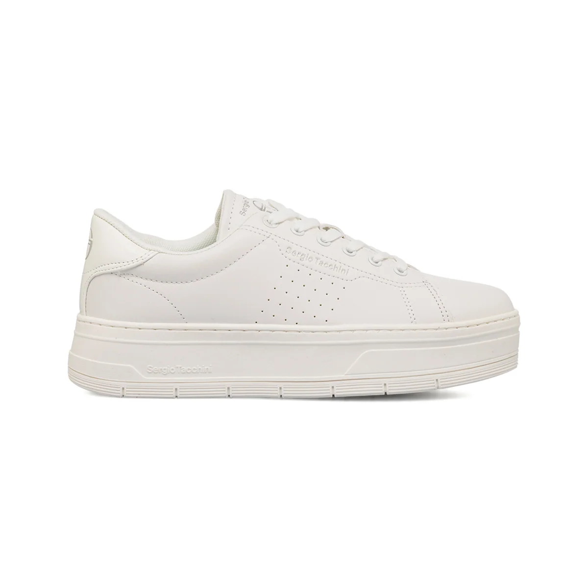 Sneakers con suola platform da donna bianche con logo Sergio Tacchini