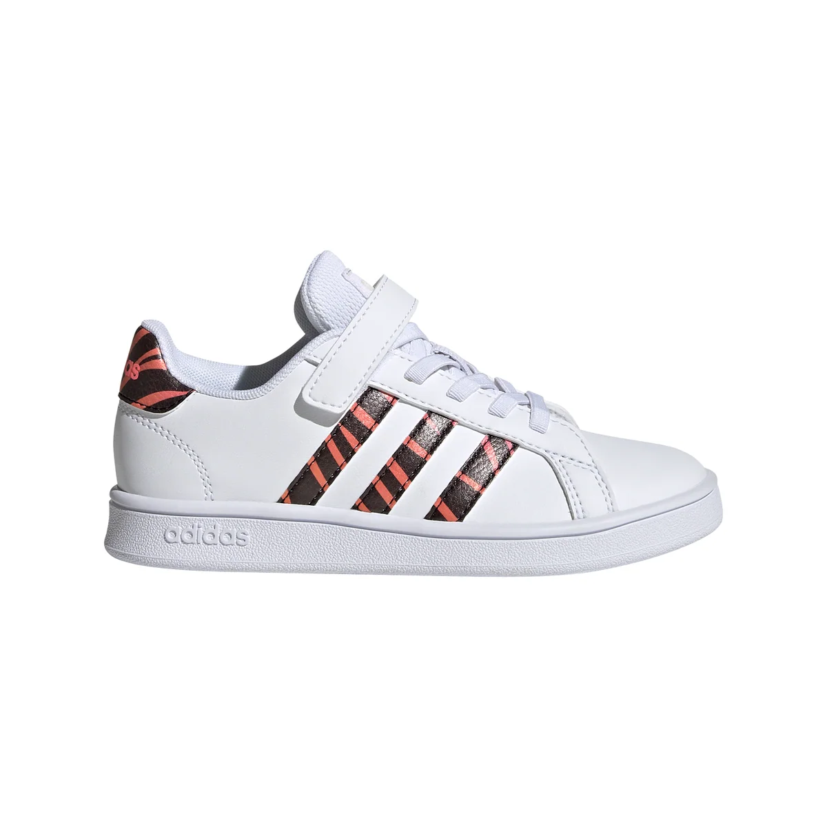 Sneakers da bambina bianche con strisce animalier adidas Grand Court Tiger
