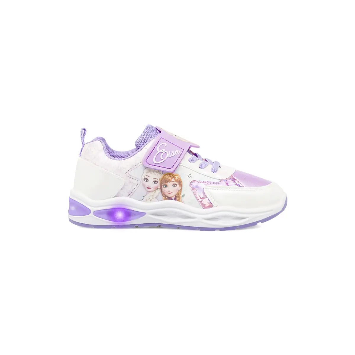 Sneakers da bambina lilla con stampe di Elsa e Anna e Luci Frozen