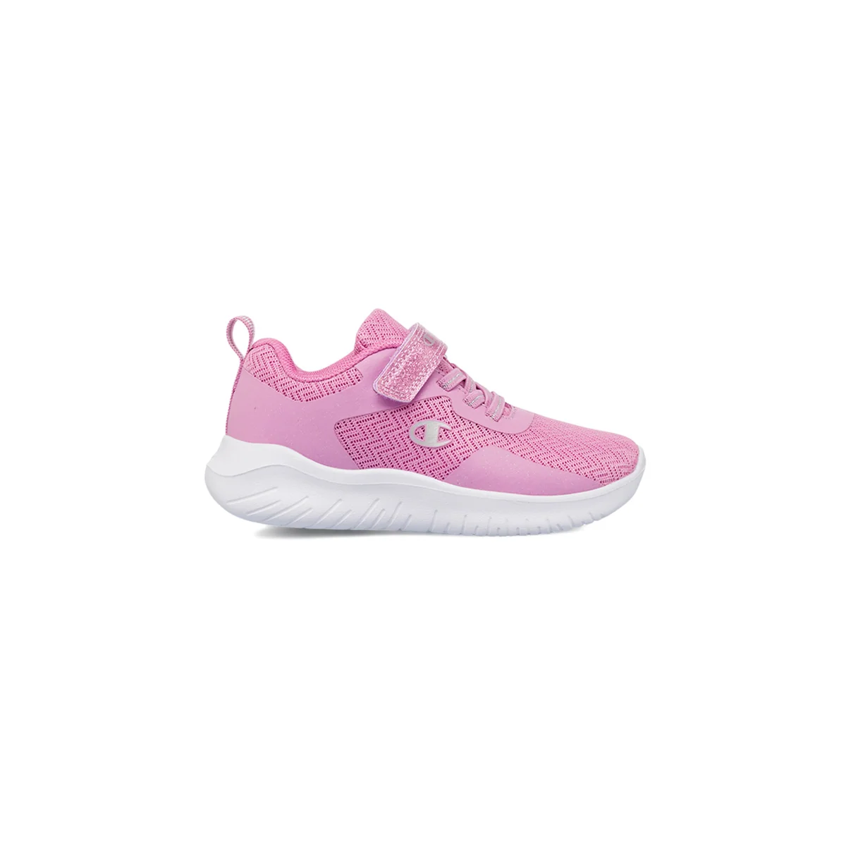 Sneakers da bambina primi passi rosa con glitter e logo Champion Softy Evolve