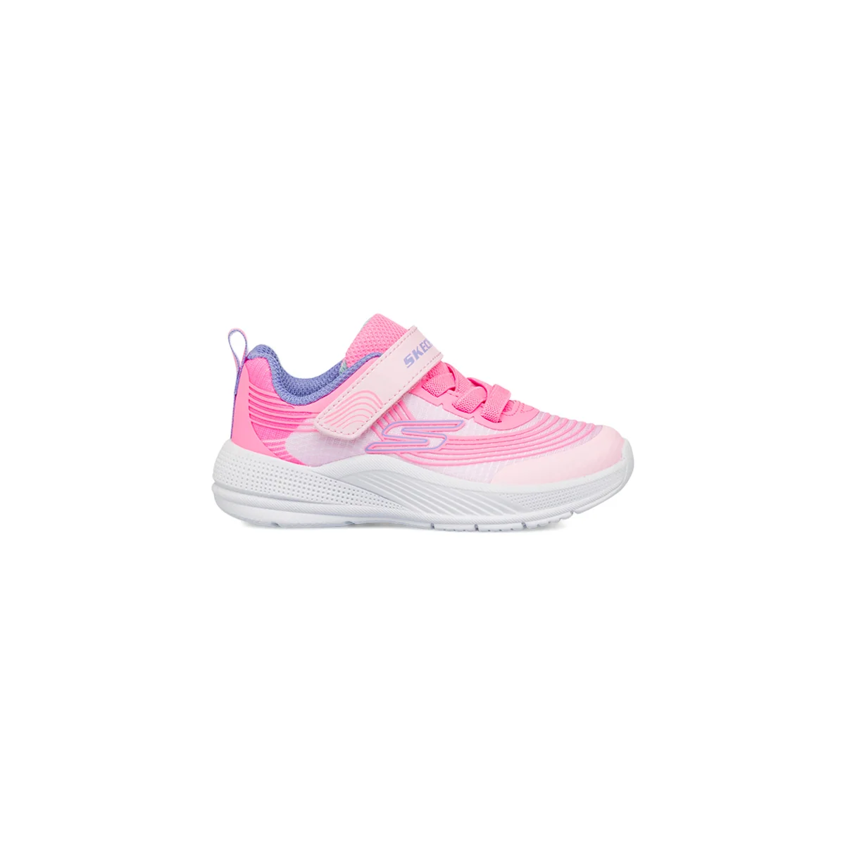 Sneakers da bambina primi passi rosa fluo con dettagli lilla Skechers Microspec Advance