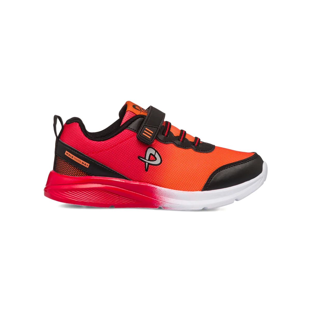 Sneakers da bambino arancioni e rosse con velcro e lacci P Go