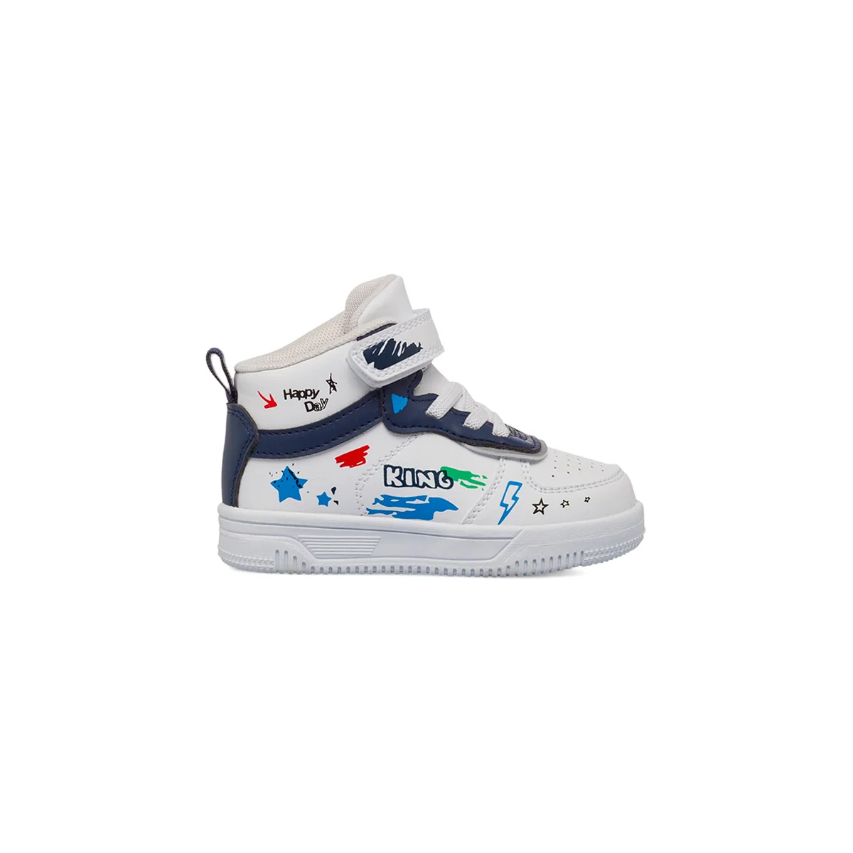 Sneakers da Bambino bianche con stampa multicolor e strappo in velcro Space Boy