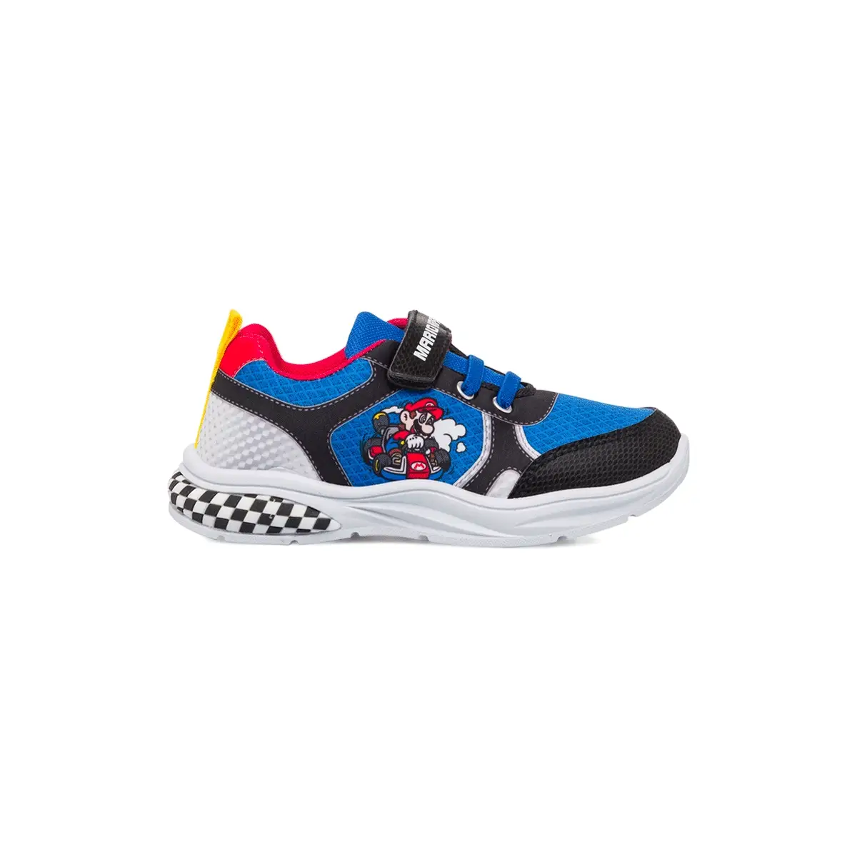 Sneakers da bambino blue e nere con luci nella suola Super Mario
