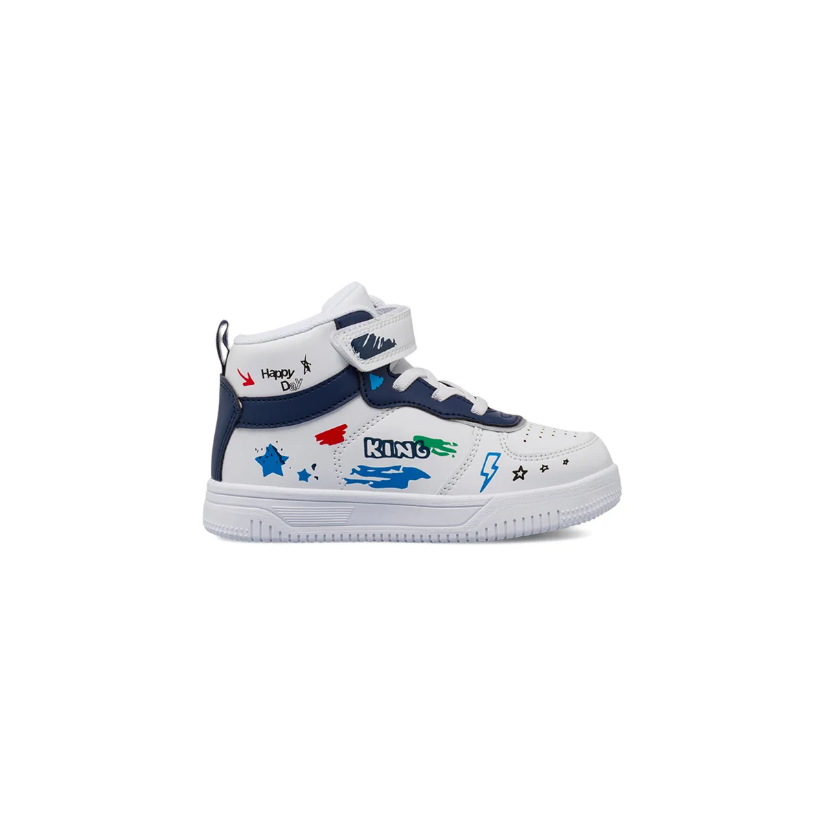 Sneakers da bambino high-top bianche con stampa graffiti Space Boy