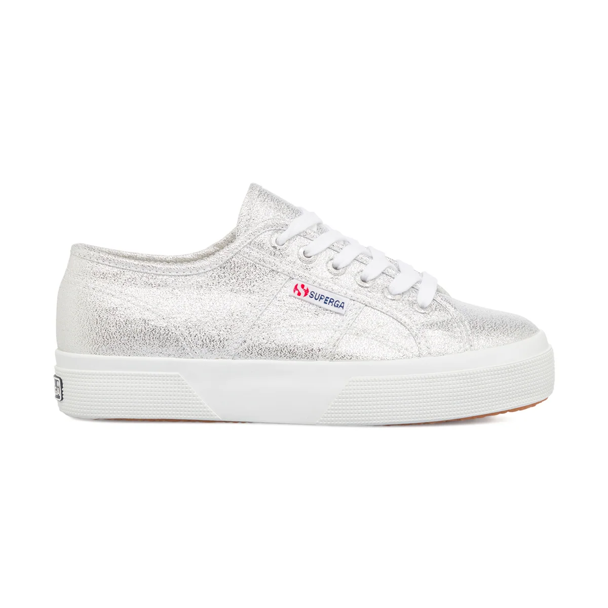 Sneakers da donna argento in canvas Superga 2740 platform Lame
