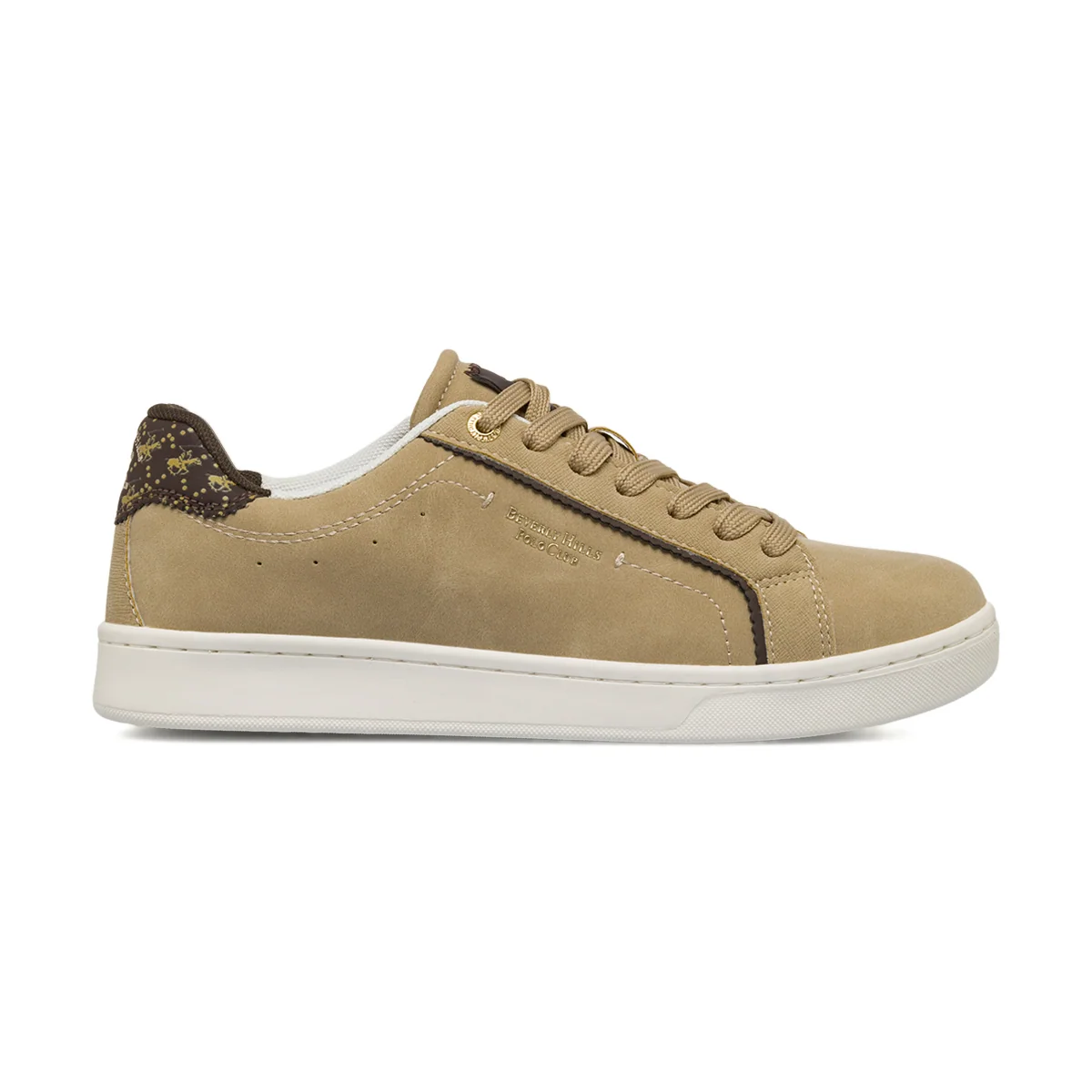 Sneakers da donna beige Beverly Hills Polo Club con dettagli marroni e logo dorato