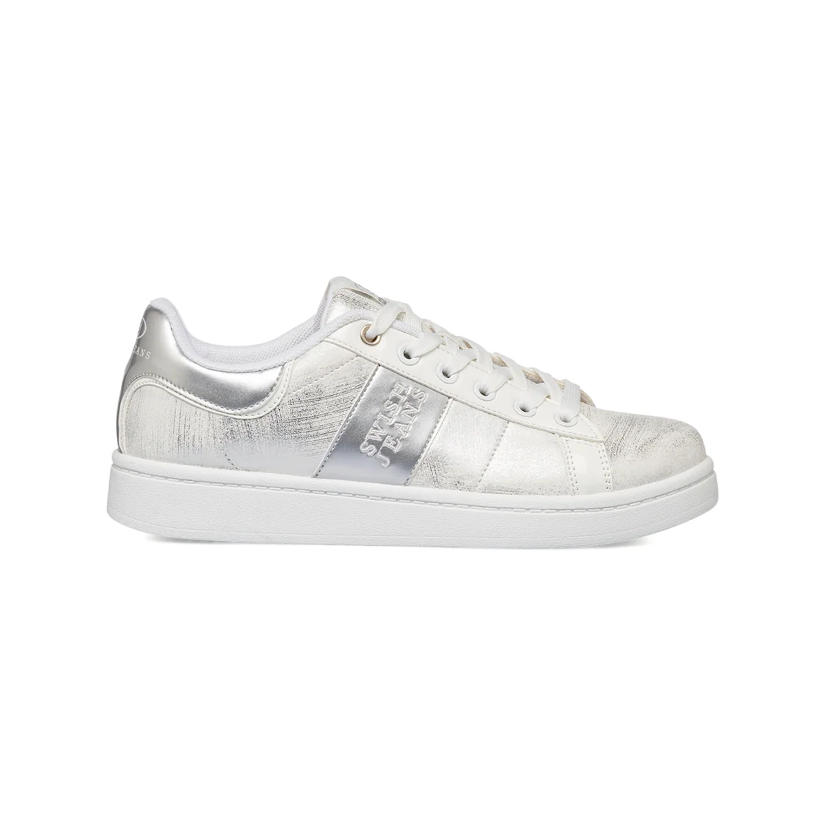 Sneakers da donna bianche con dettagli in argento Swish Jeans
