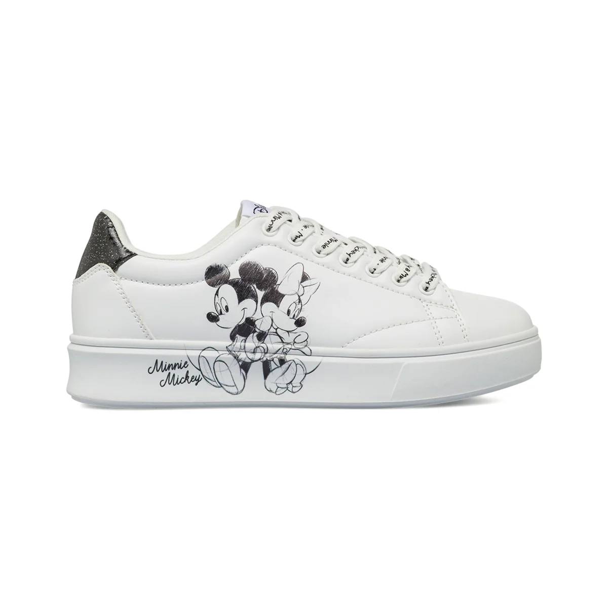 Sneakers da donna bianche con stampa Mickey & Minnie