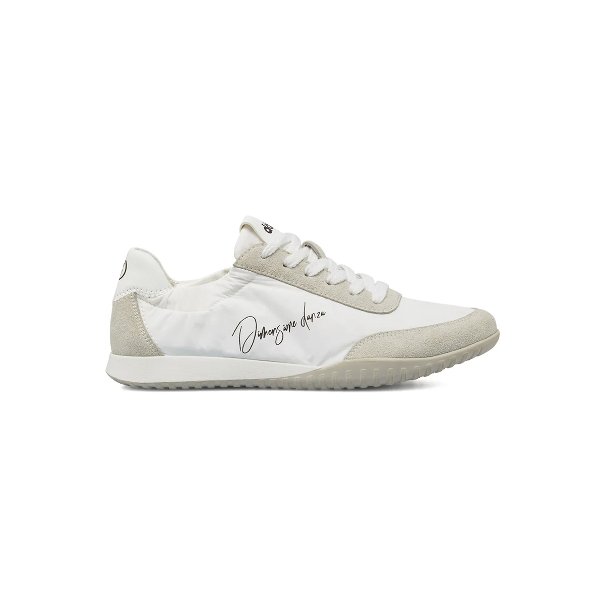 Sneakers da donna bianche in tessuto con dettagli scamosciati Dimensione Danza
