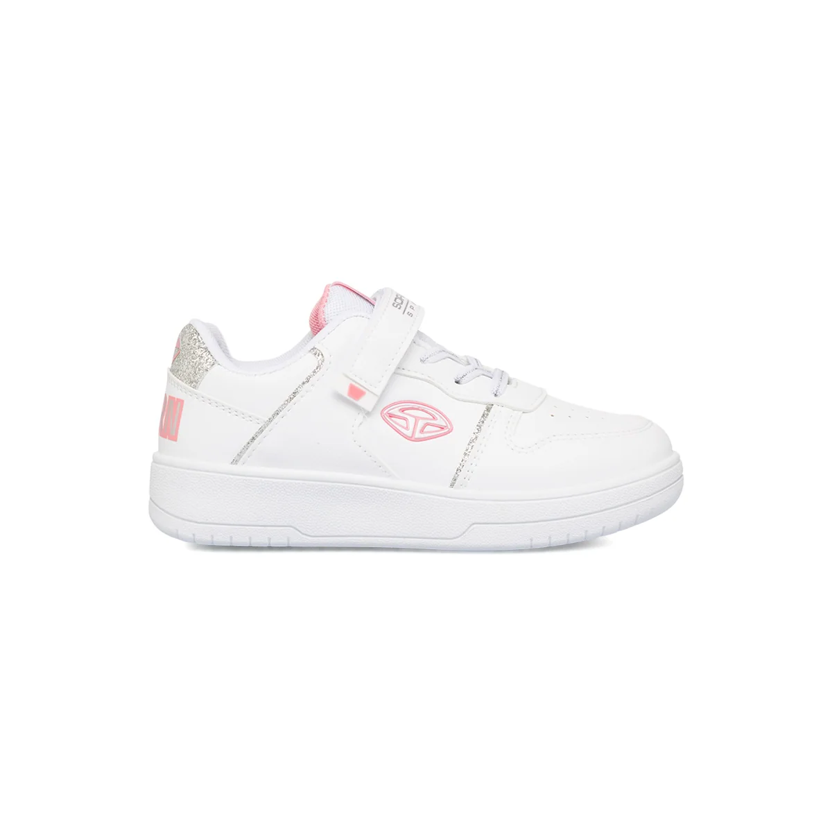 Sneakers da ragazza bianche con dettagli rosa e glitter Soprani Sport