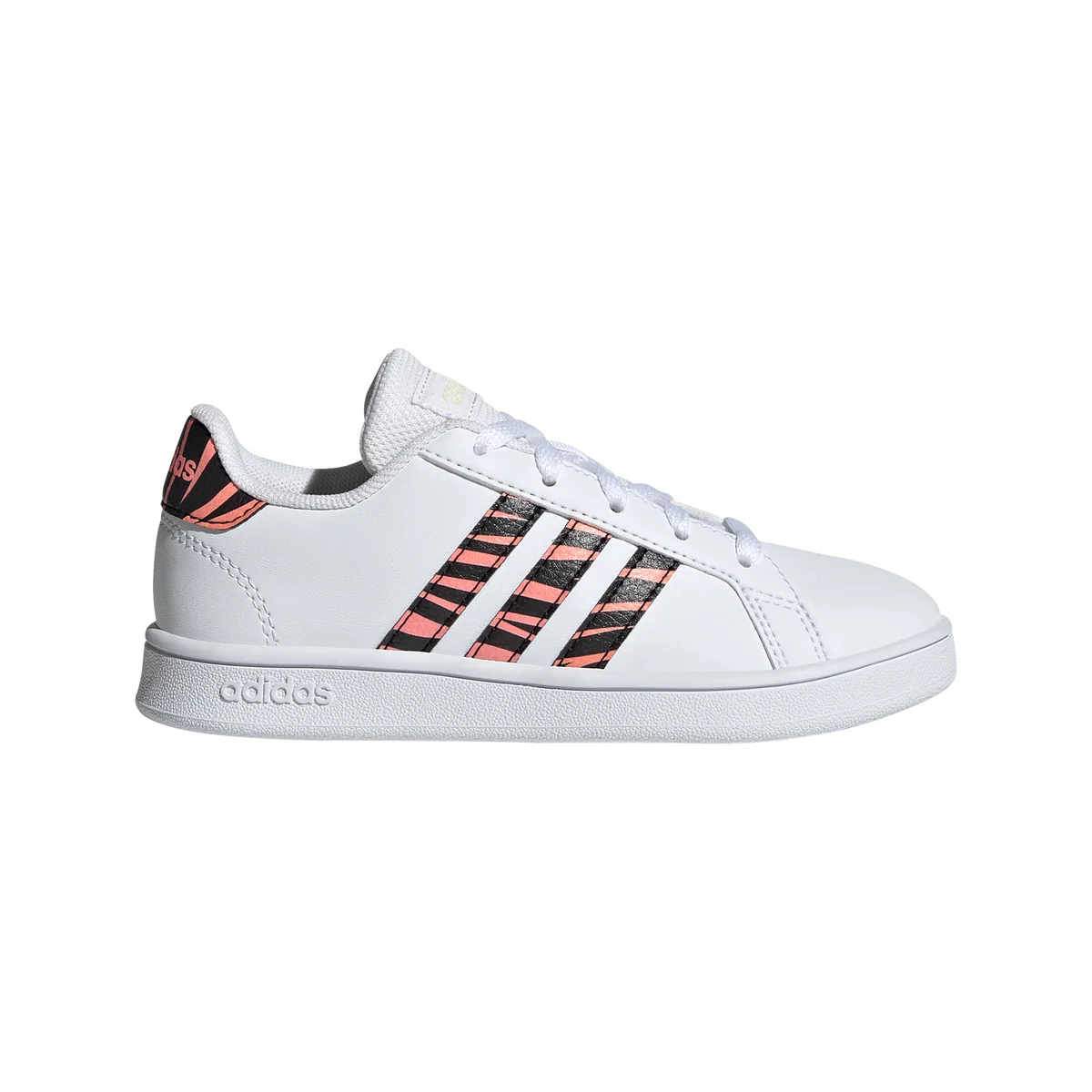 Sneakers da ragazza bianche con strisce animalier adidas Grand Court Tiger