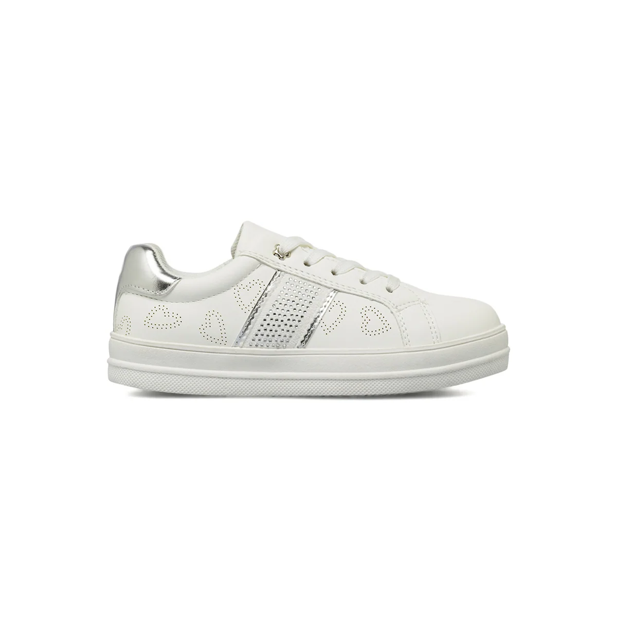 Sneakers da Ragazza bianche Dieci Baci con strass e dettagli argento