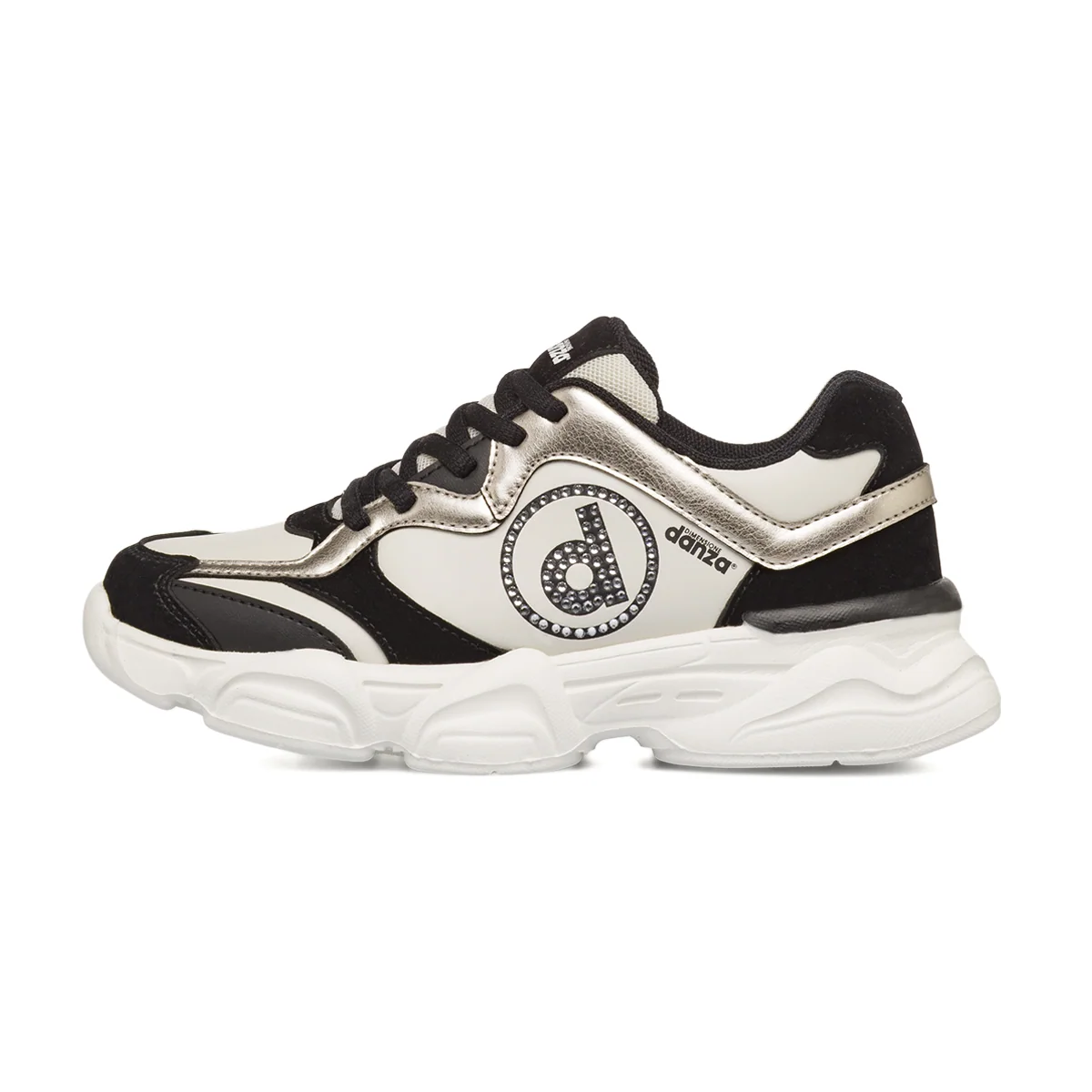 Sneakers da Ragazza bianche e nere con logo strass Dimensione Danza