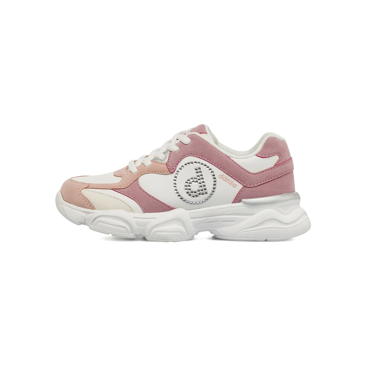 Sneakers da Ragazza bianche e rosa con logo strass Dimensione Danza