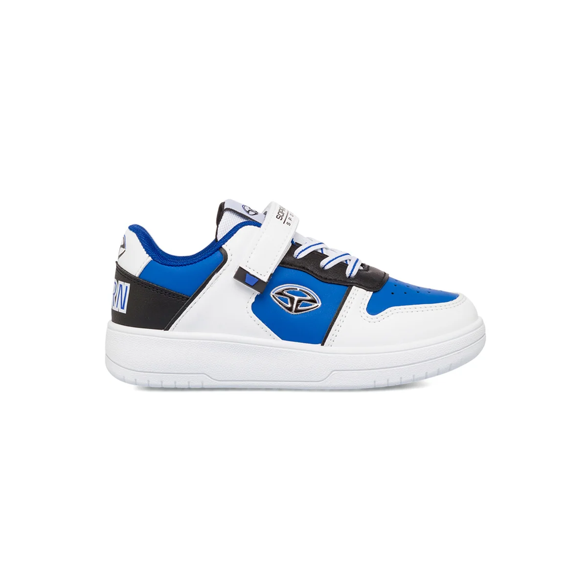 Sneakers da ragazzo bianche con dettagli blu e logo Soprani Sport