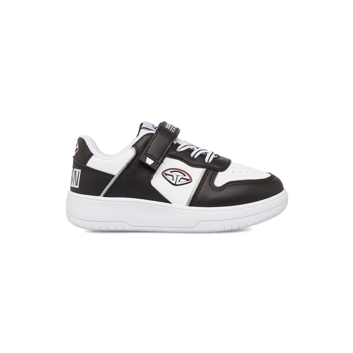 Sneakers da ragazzo bianche con dettagli neri e logo Soprani Sport