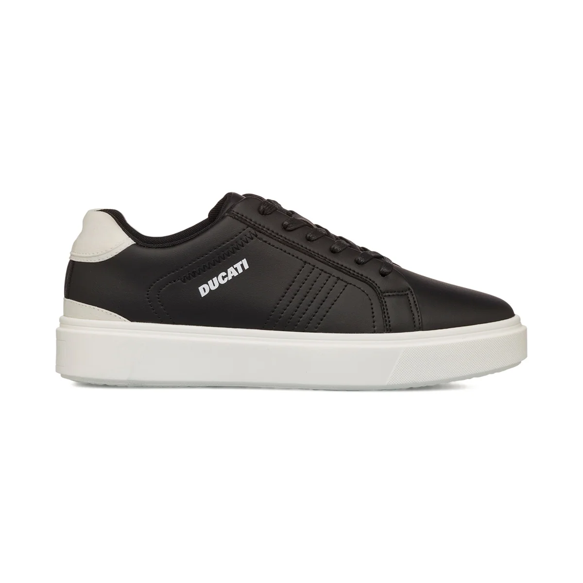 Sneakers da uomo nere con dettaglio bianco e logo laterale Ducati