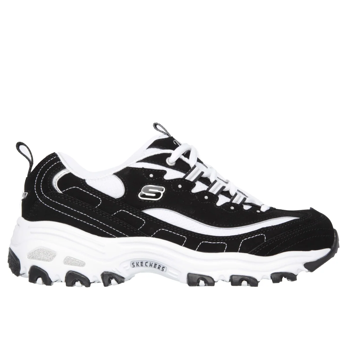 Sneakers Donna D'Lites Biggest Fan in nero e bianco Skechers