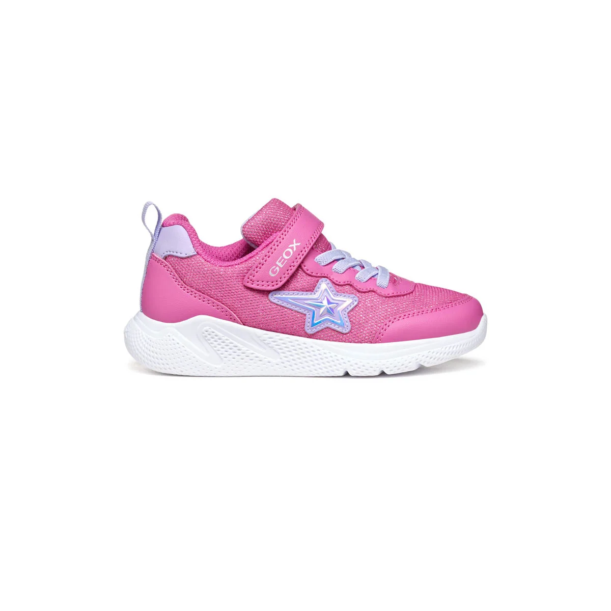 Sneakers fucsia da Bambina con stella laterale iridescente Geox