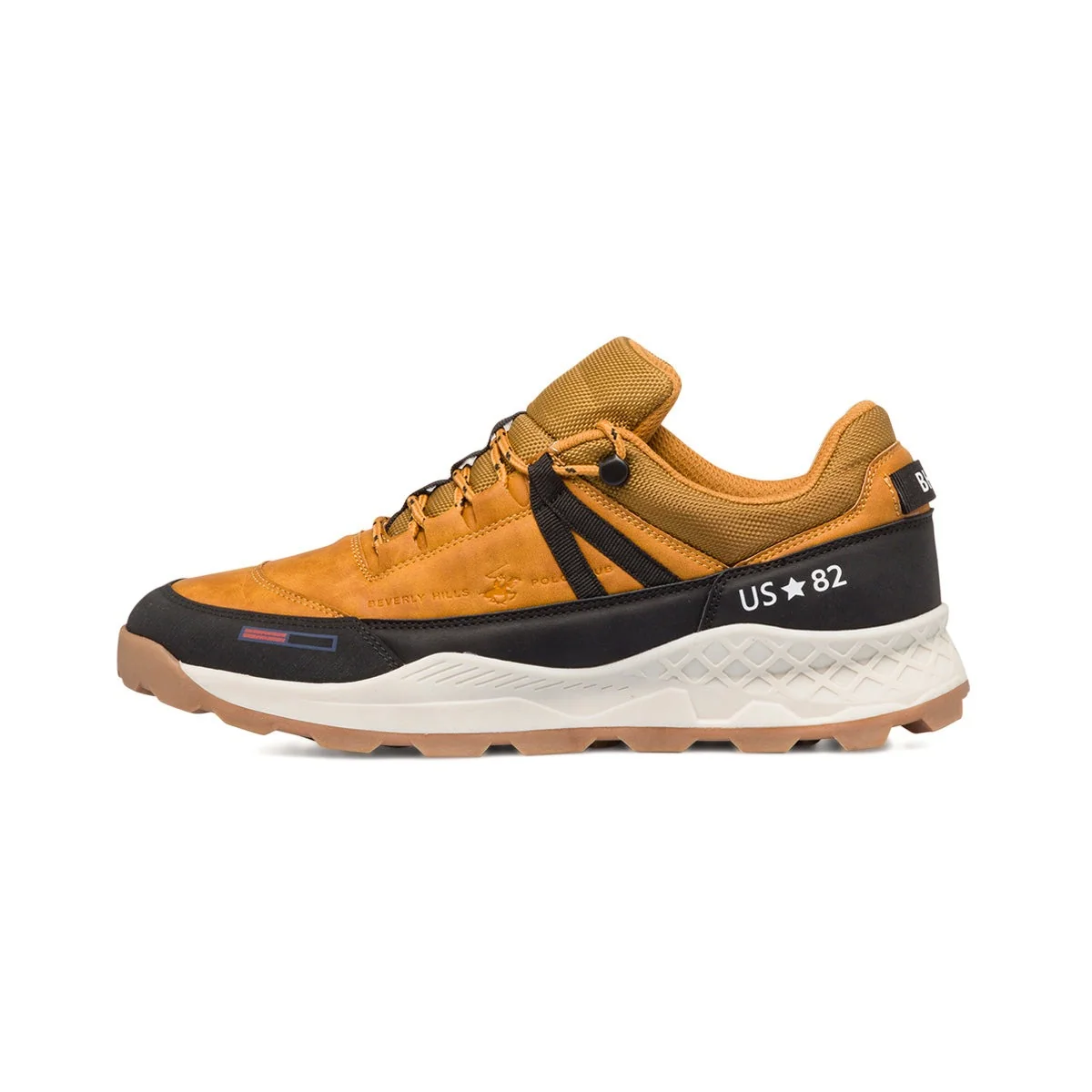 Sneakers giallo ocra da uomo con dettagli neri e logo laterale Beverly Hills Polo Club