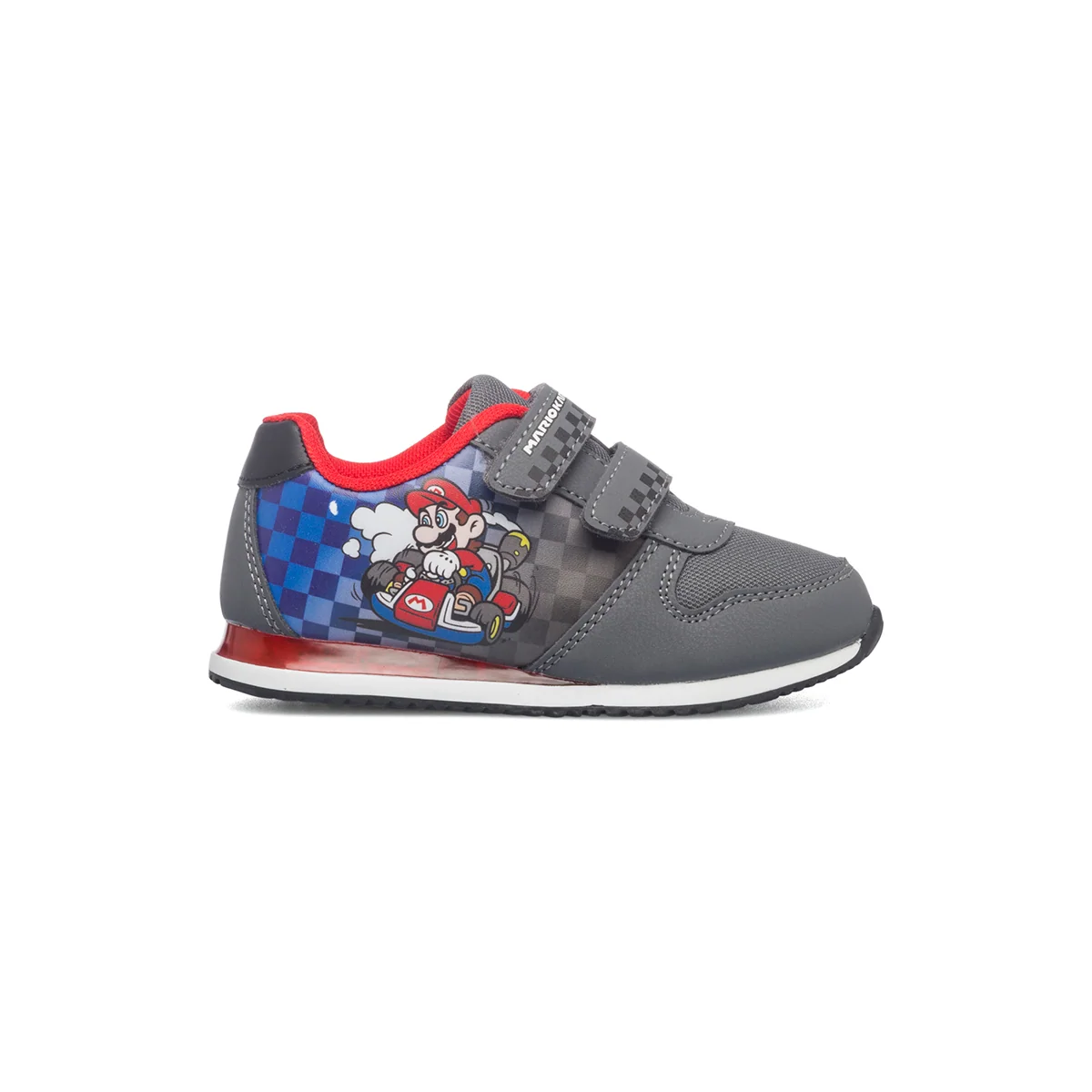 Sneakers grigie con luci sulla suola Super Mario