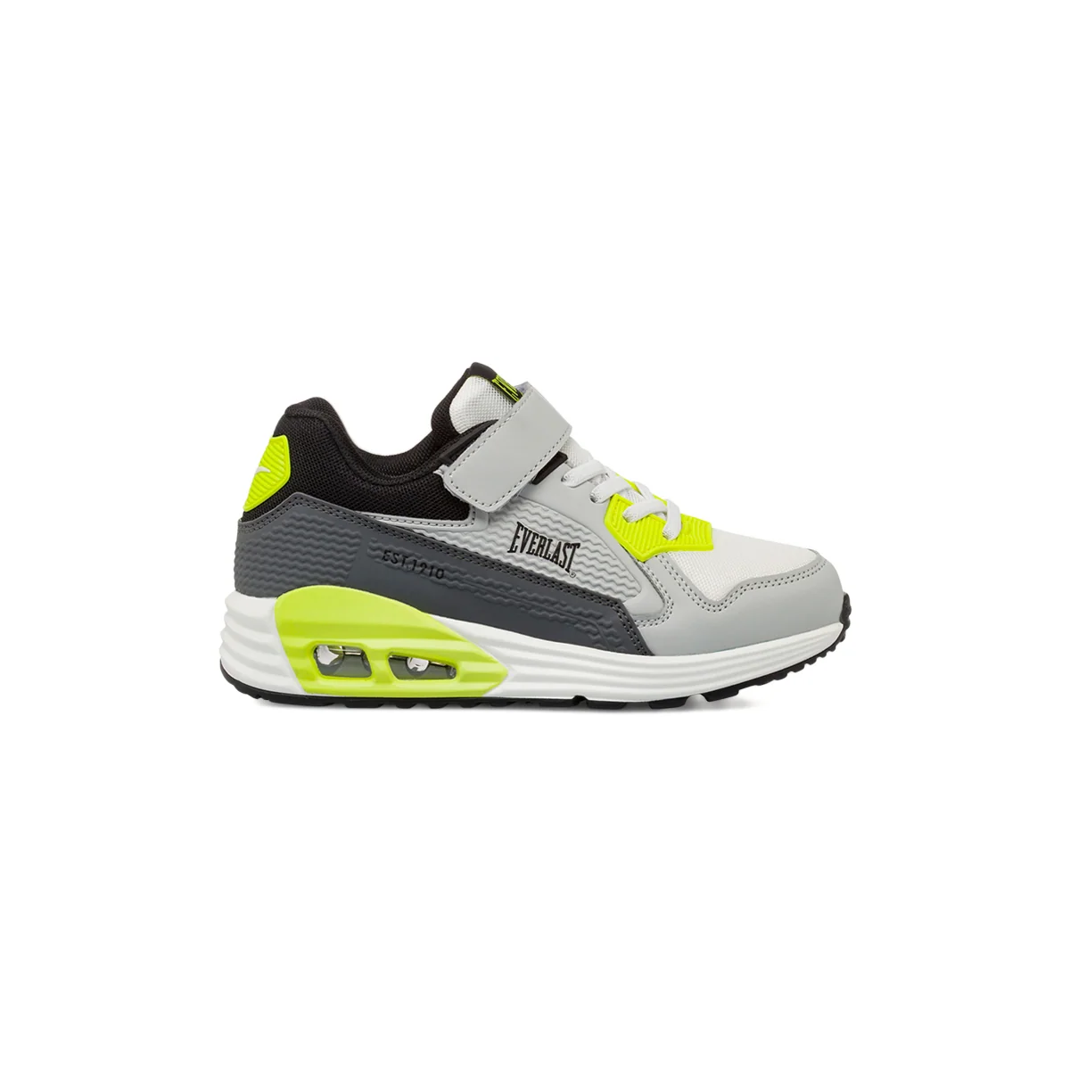 Sneakers grigie da bambino con strappo e dettagli fluo Everlast