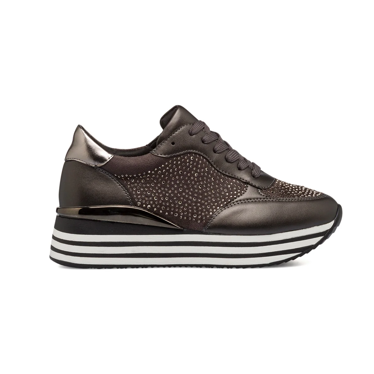 Sneakers grigie da donna con strass e maxi-suola Lora Ferres