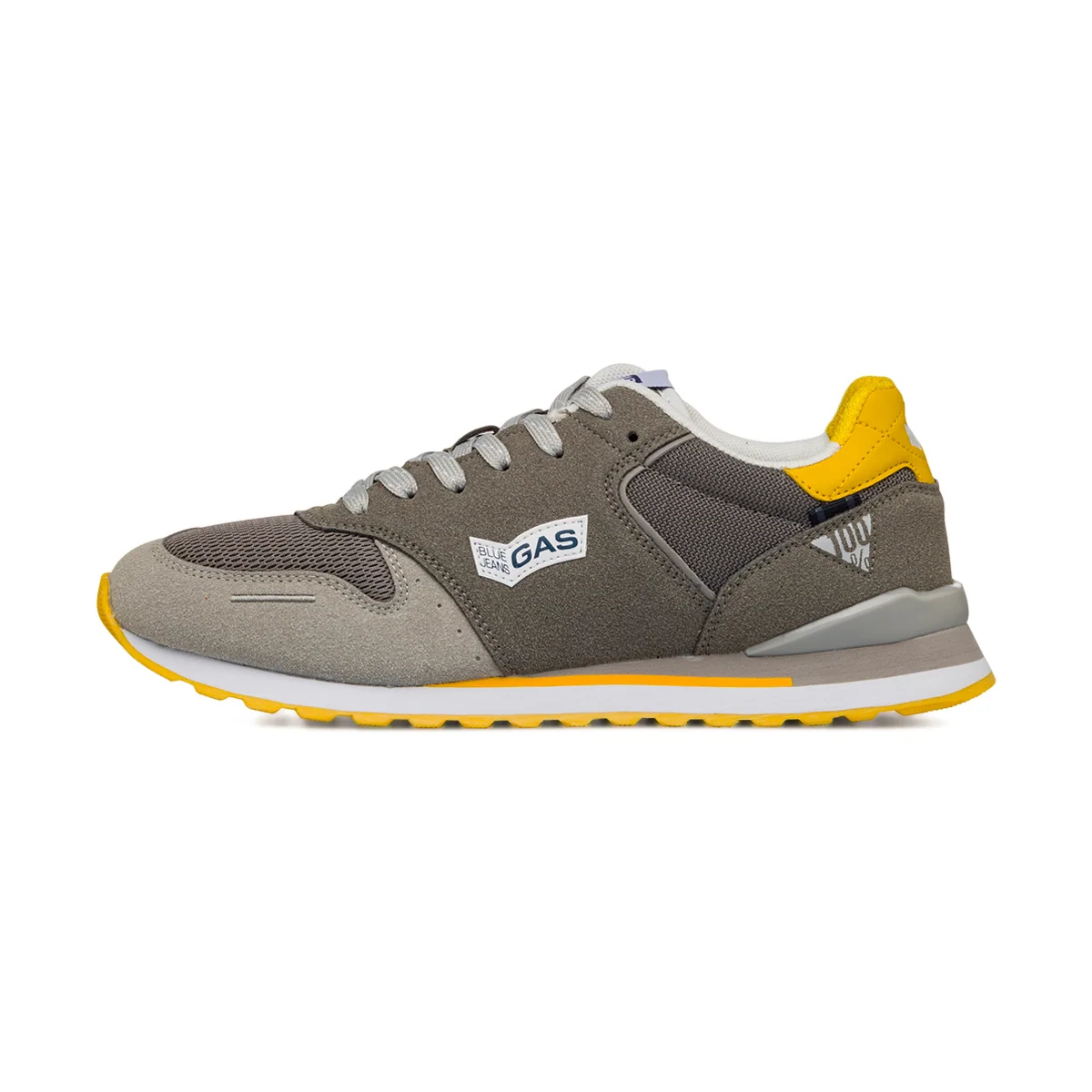 Sneakers grigie da Uomo con dettaglio giallo Gas