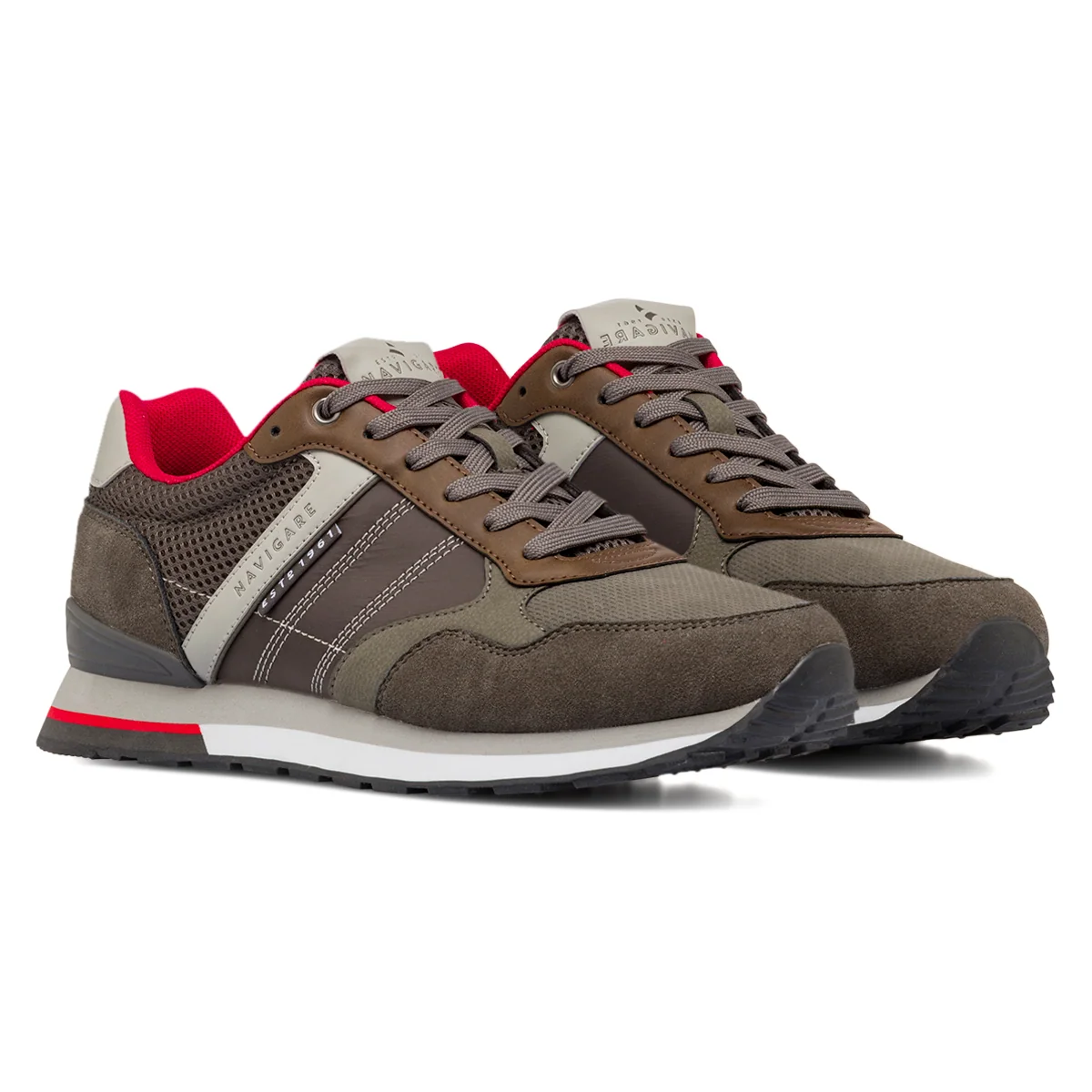Sneakers Grigie da Uomo con inserti Rossi Navigare