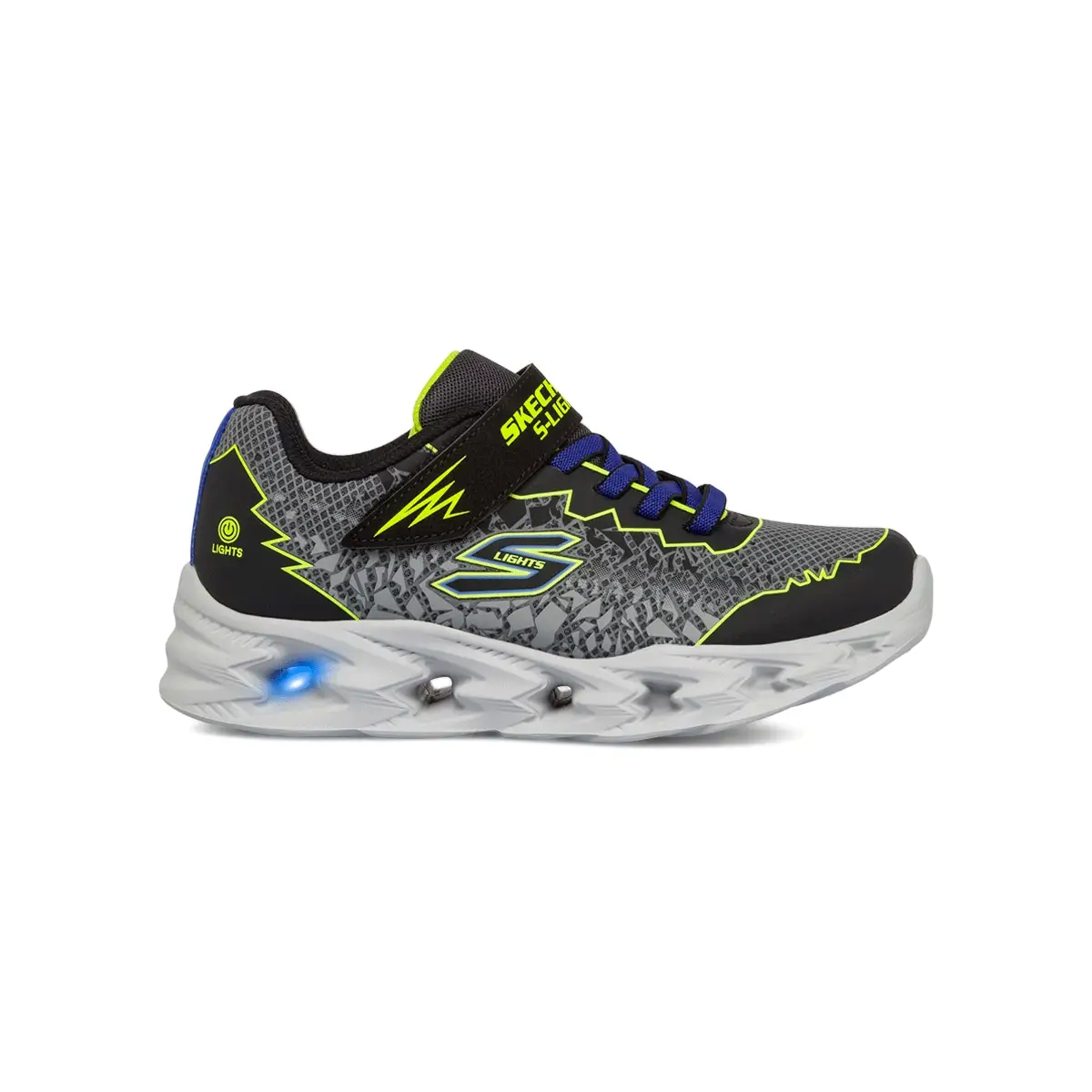 Sneakers grigie e nere da bambino con luci nella suola Skechers S Lights: Vortex 2.0 - Zorento