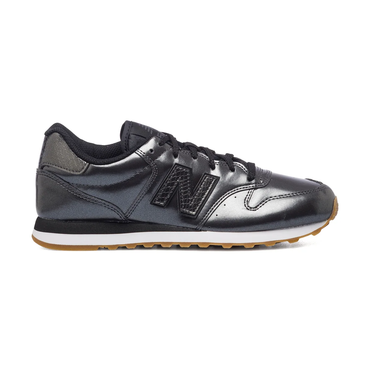 Sneakers grigie effetto laminato con logo laterale New Balance 500