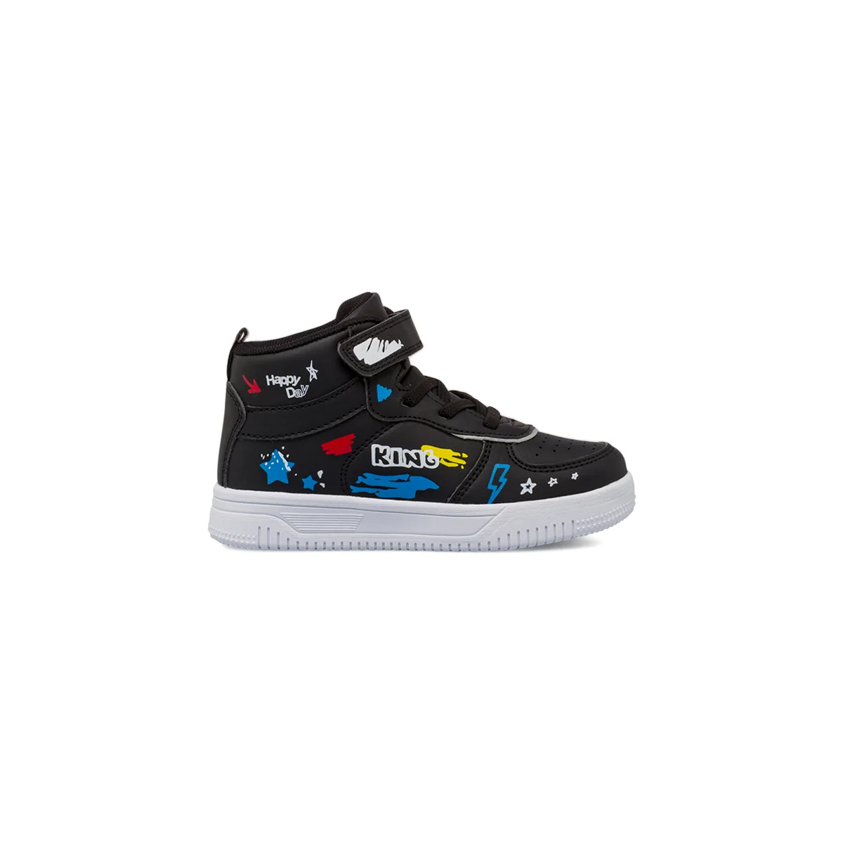 Sneakers High-top da bambino nere con vivaci stampe e strappo Space Boy