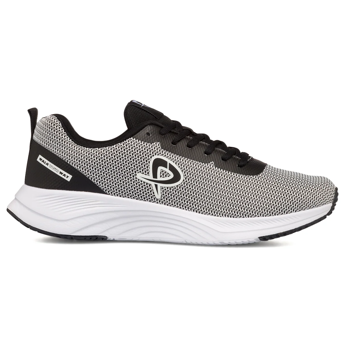Sneakers in tessuto mesh bianche e nere da uomo P Go