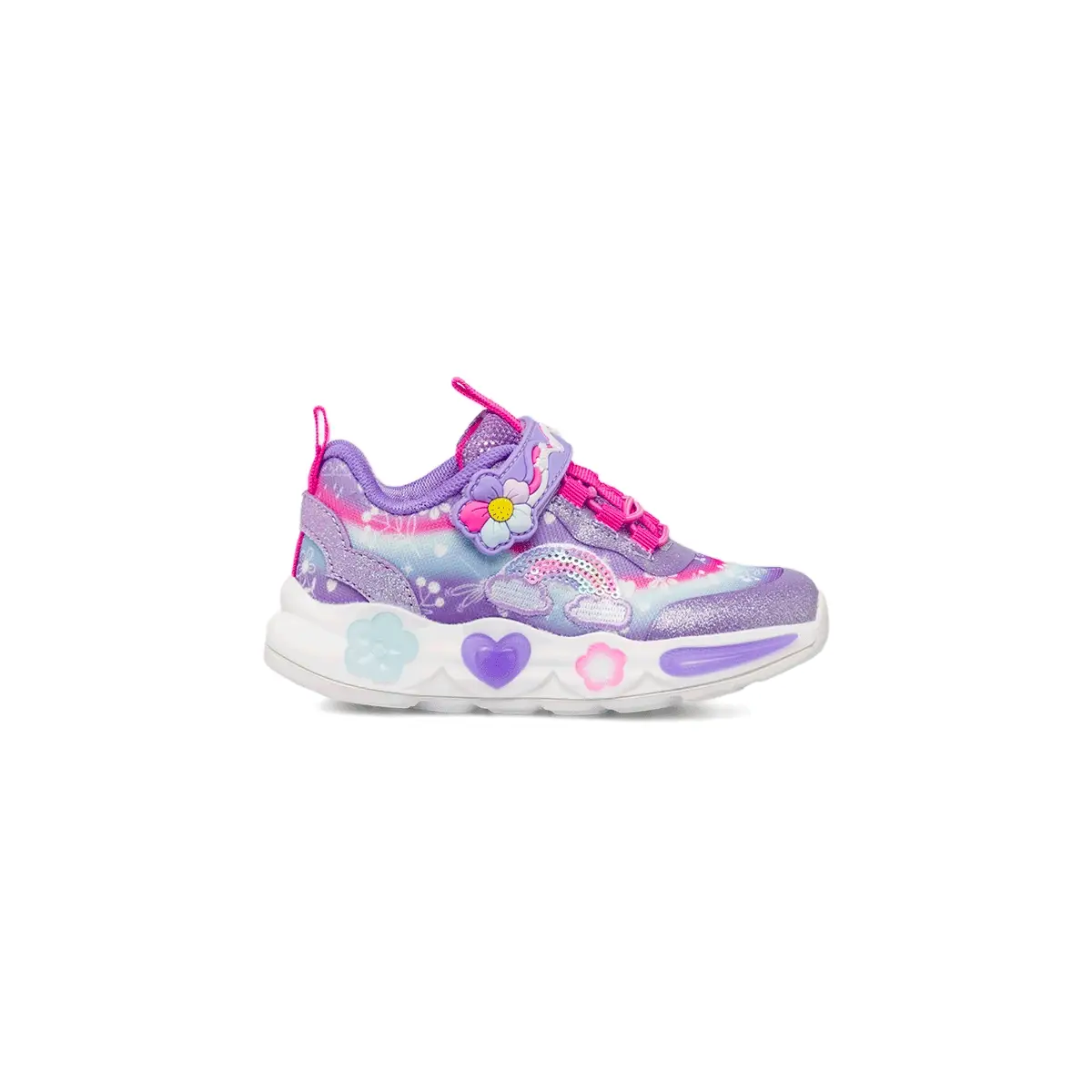 Sneakers lilla con luci glitterate da Bambina con arcobaleno Le scarpe di Alice