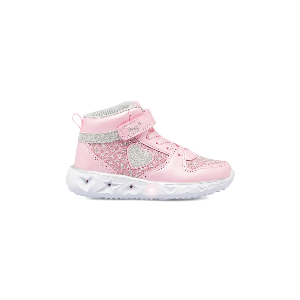 Sneakers mid-cut bambina Primigi rosa con glitter e suola con luci