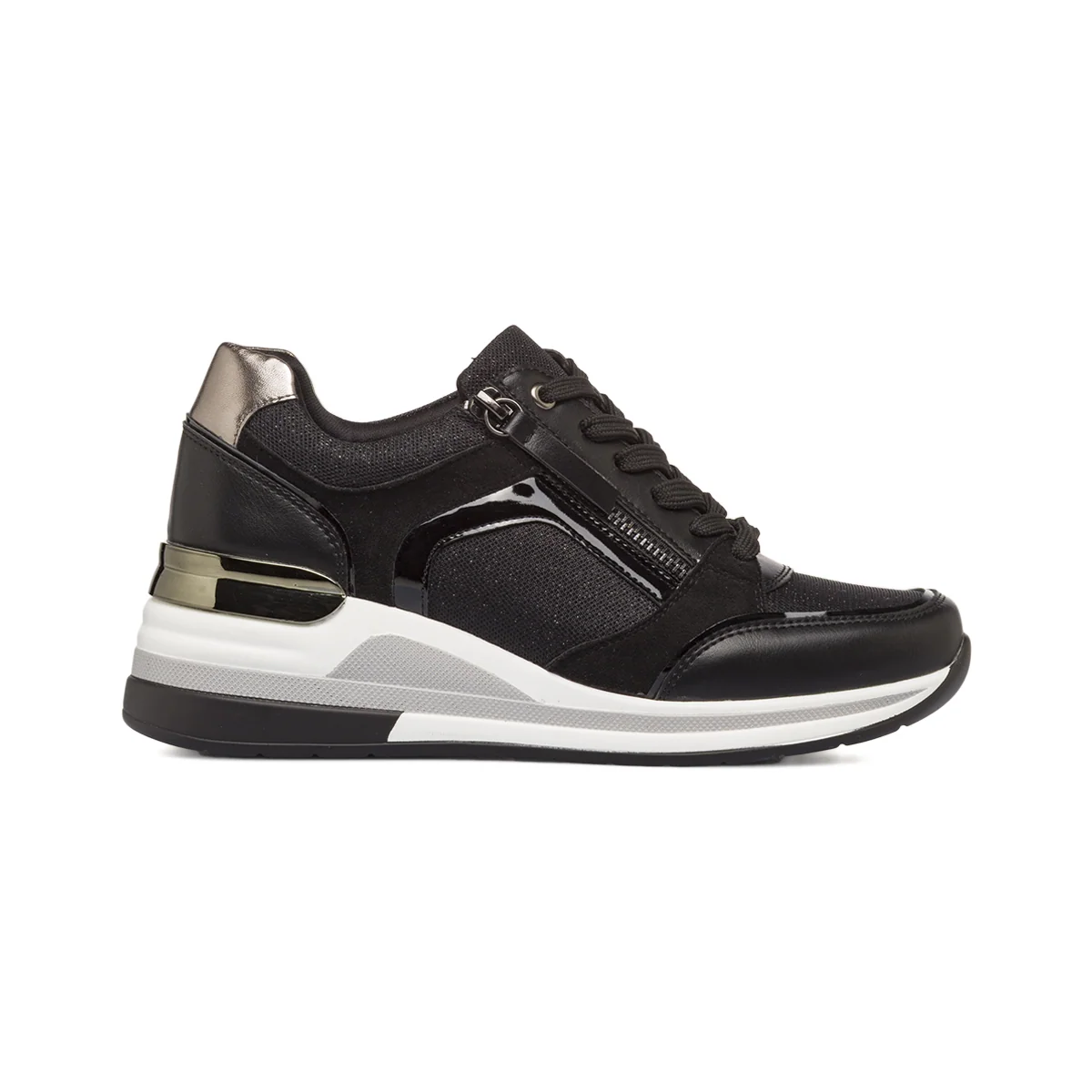 Sneakers nere da Donna con cerniera laterale e inserti glitter Lora Ferres