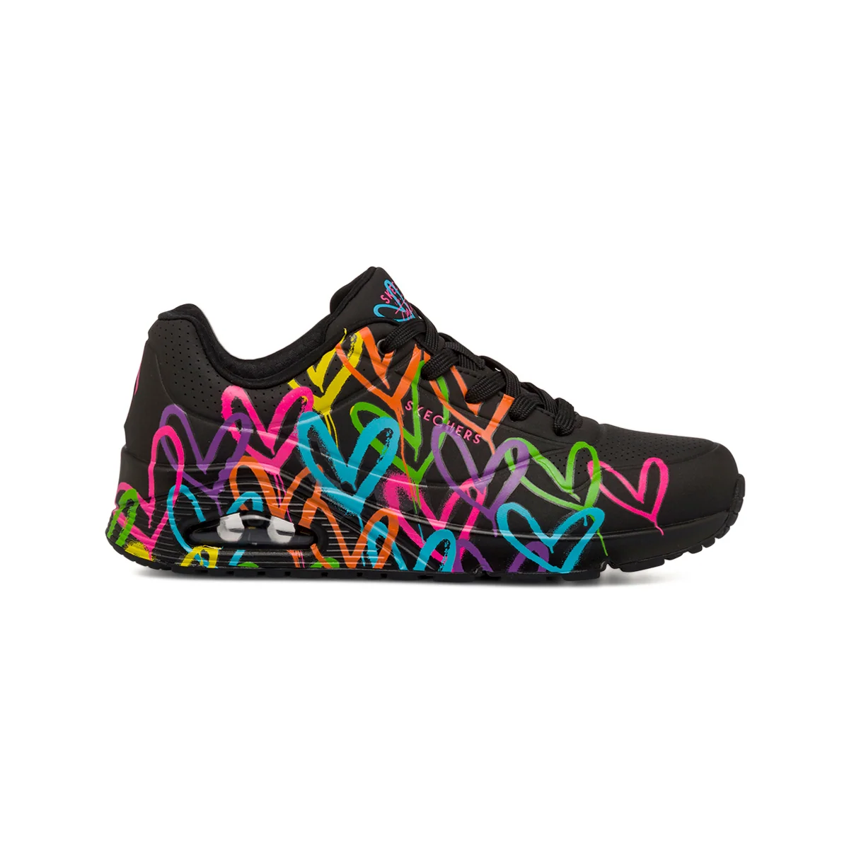 Sneakers nere da Donna con stampa cuori multicolore in memory foam Skechers Uno