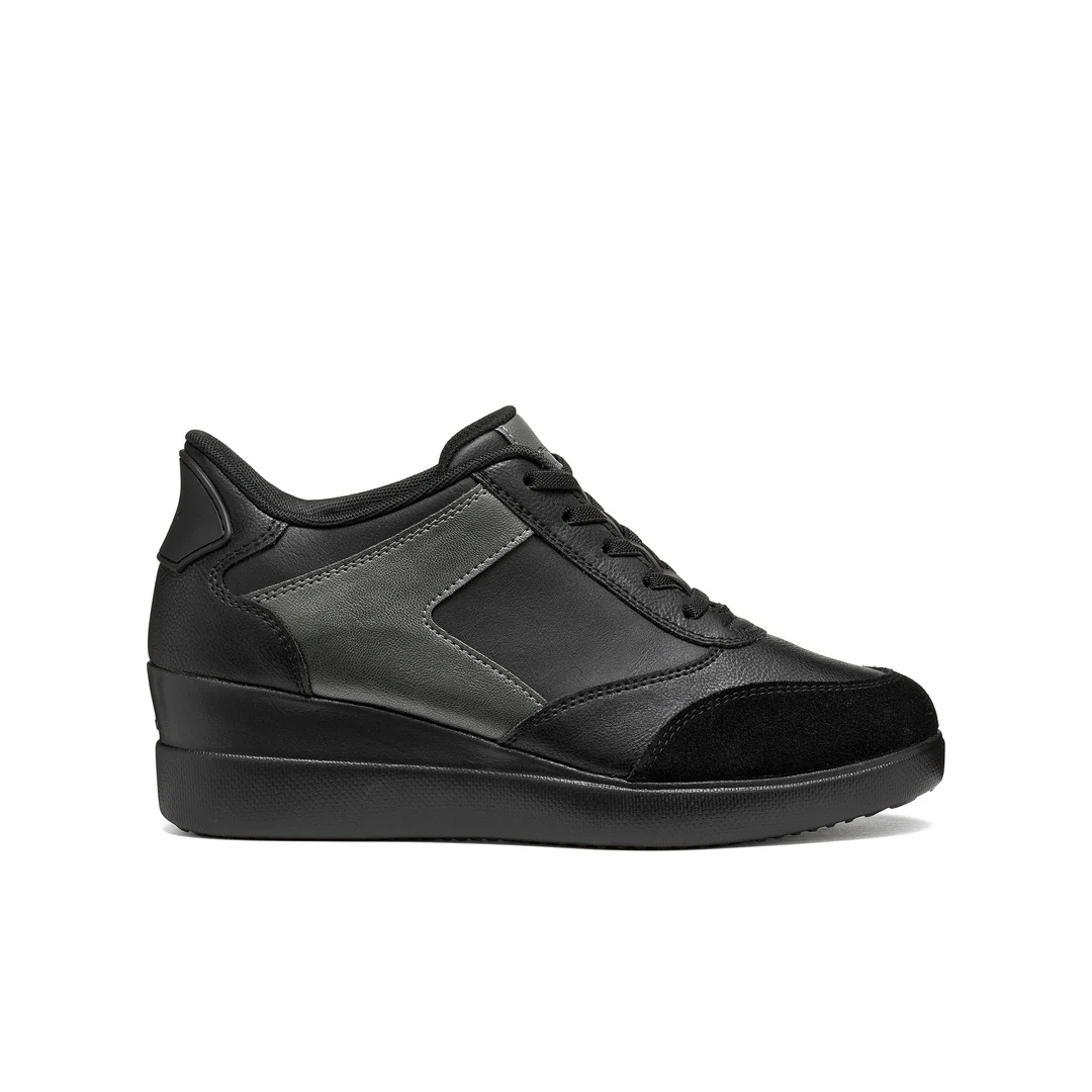 Sneakers Nere Donna con inserti scamosciati e suola traspirante Geox
