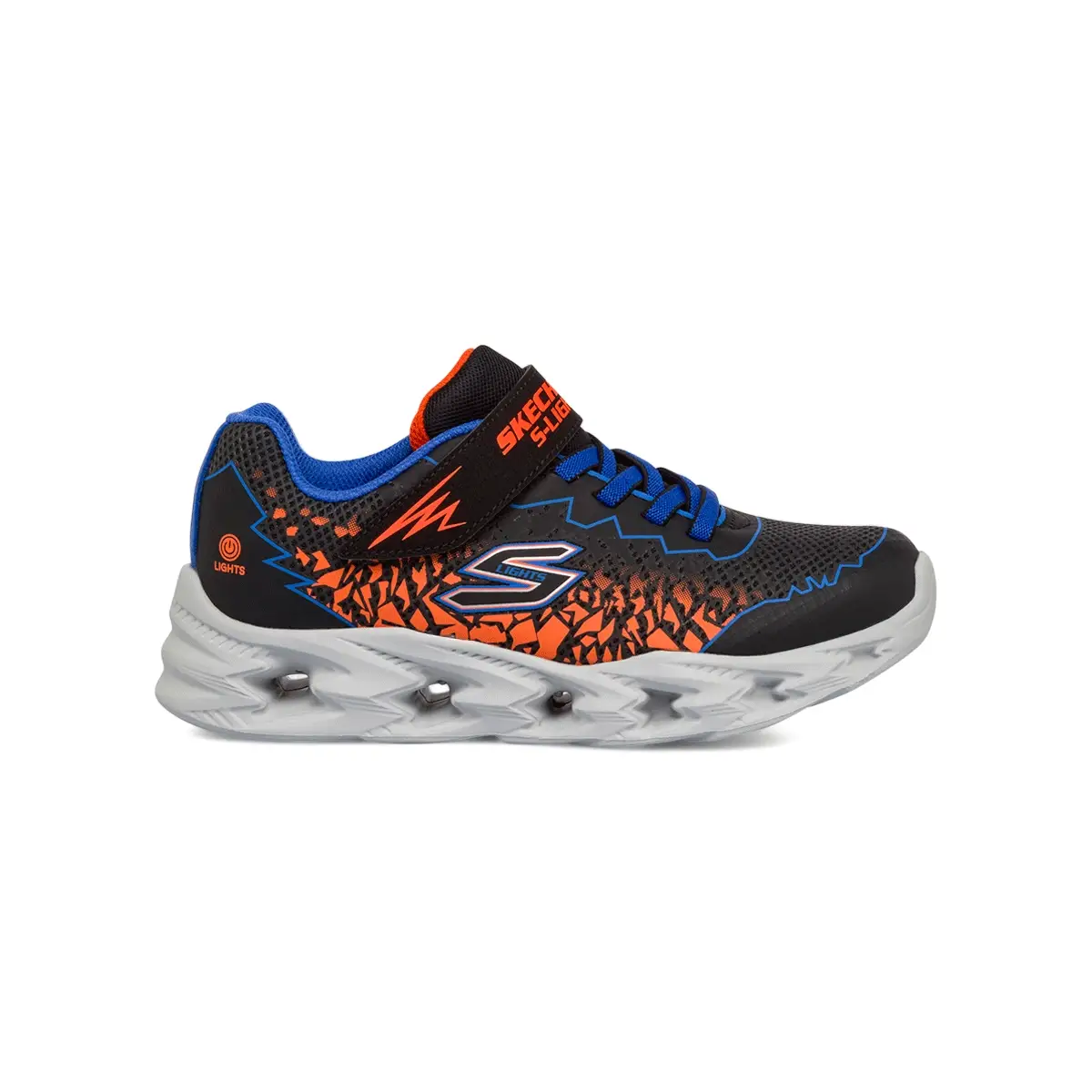 Sneakers nere e arancioni da bambino con luci nella suola Skechers S Lights: Vortex 2.0 - Zorento