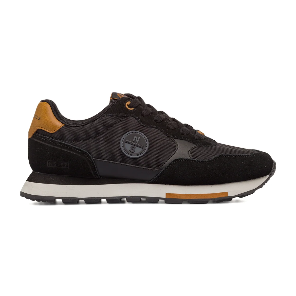 Sneakers nere e arancioni Uomo con inserti effetto camoscio North Sails